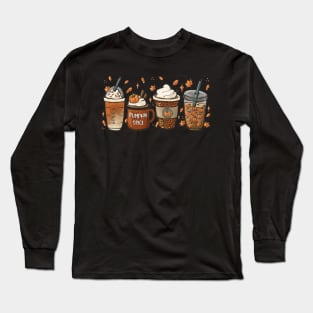 Tis the season fall autumn football pumpkin coffee leaves Long Sleeve T-Shirt